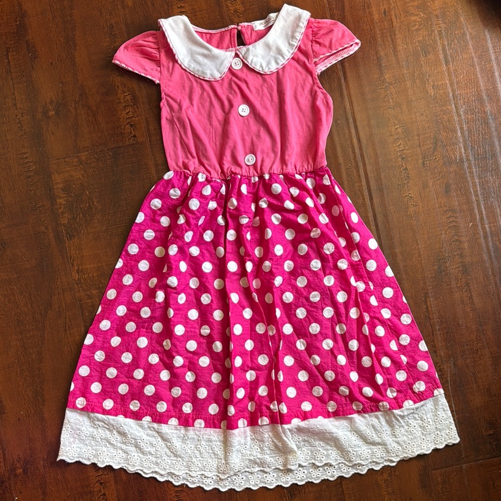 Girls Pink Polka Dot Kids Dress